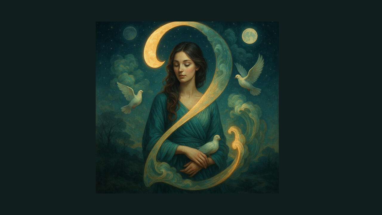 Moonlit balance. Dove of peace. Harmony within duality.